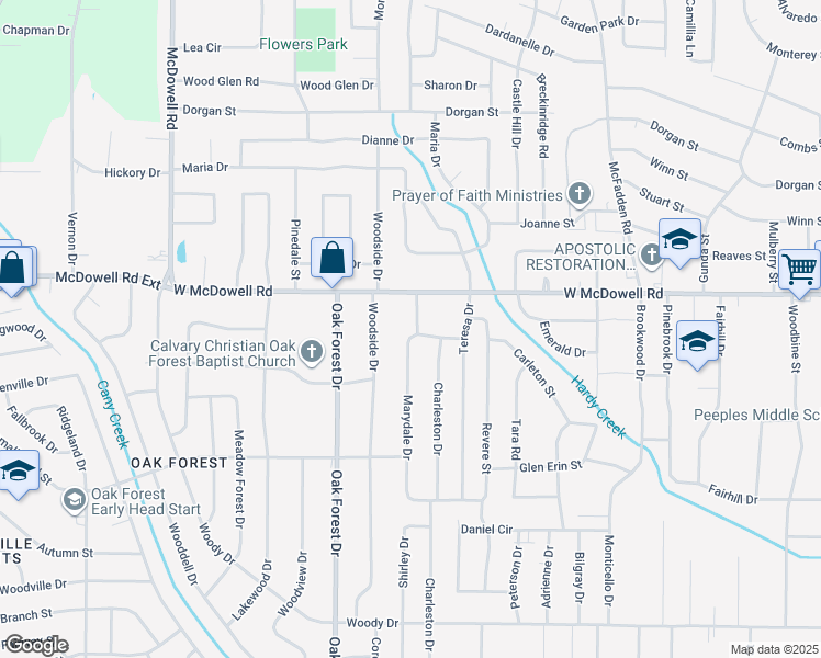 map of restaurants, bars, coffee shops, grocery stores, and more near 1348 Marydale Drive in Jackson