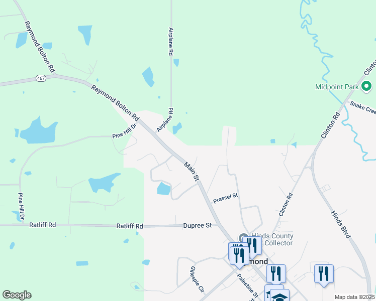 map of restaurants, bars, coffee shops, grocery stores, and more near 561 West Main Street in Raymond