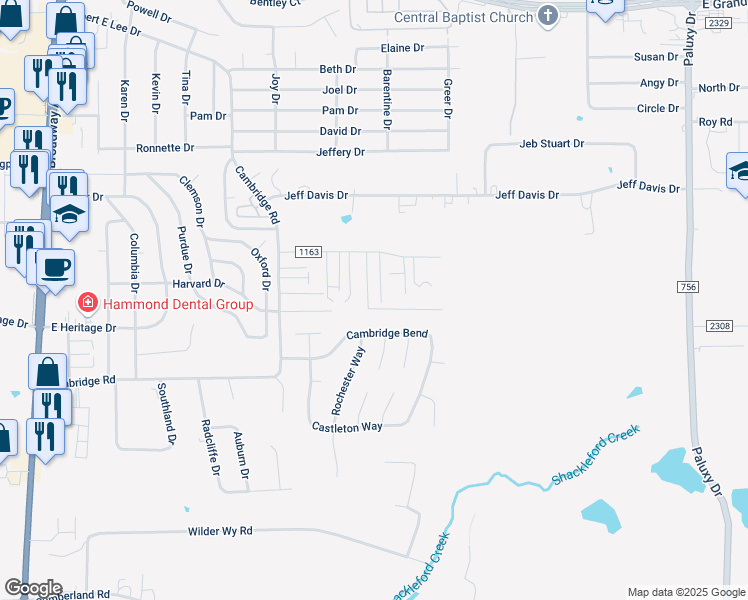 map of restaurants, bars, coffee shops, grocery stores, and more near 8326 Garrett Drive in Tyler