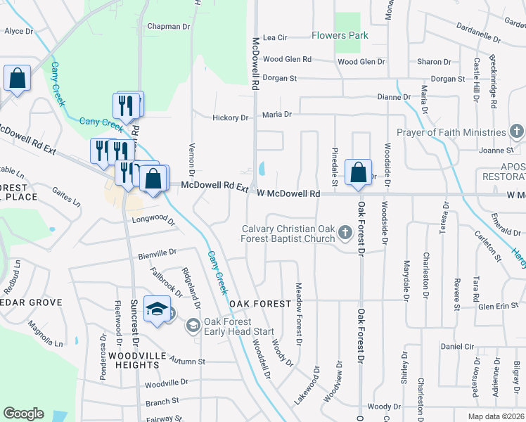 map of restaurants, bars, coffee shops, grocery stores, and more near 1760 Woody Drive in Jackson