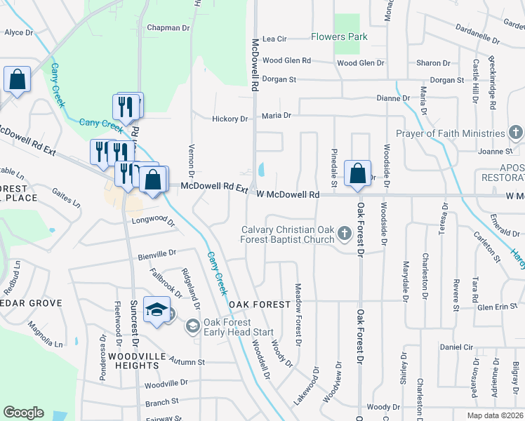 map of restaurants, bars, coffee shops, grocery stores, and more near 1760 Woody Drive in Jackson