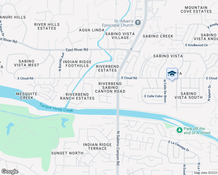 map of restaurants, bars, coffee shops, grocery stores, and more near 7051 East Calle Tolosa in Tucson