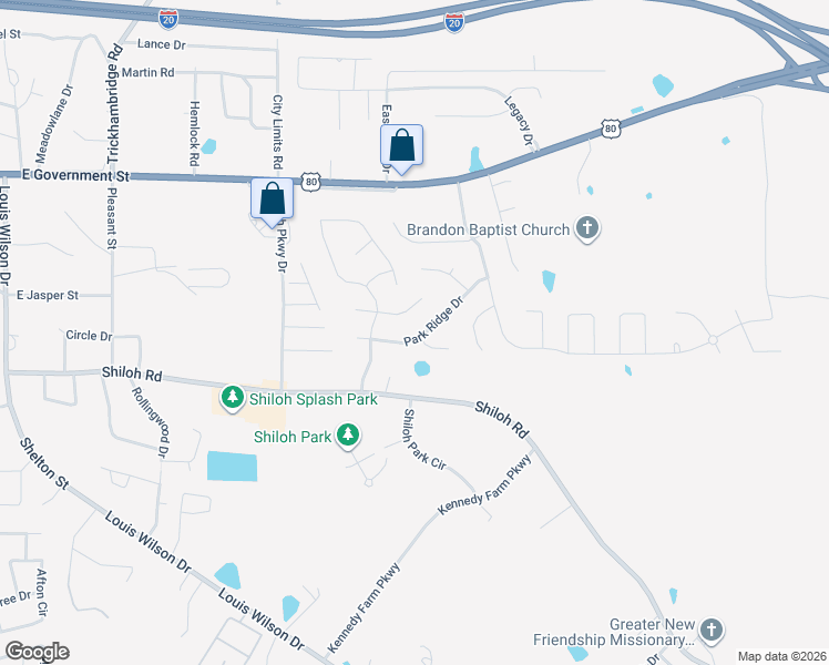 map of restaurants, bars, coffee shops, grocery stores, and more near 301 Park Ridge Drive in Brandon