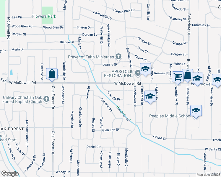 map of restaurants, bars, coffee shops, grocery stores, and more near 1176 Killarney St in Jackson