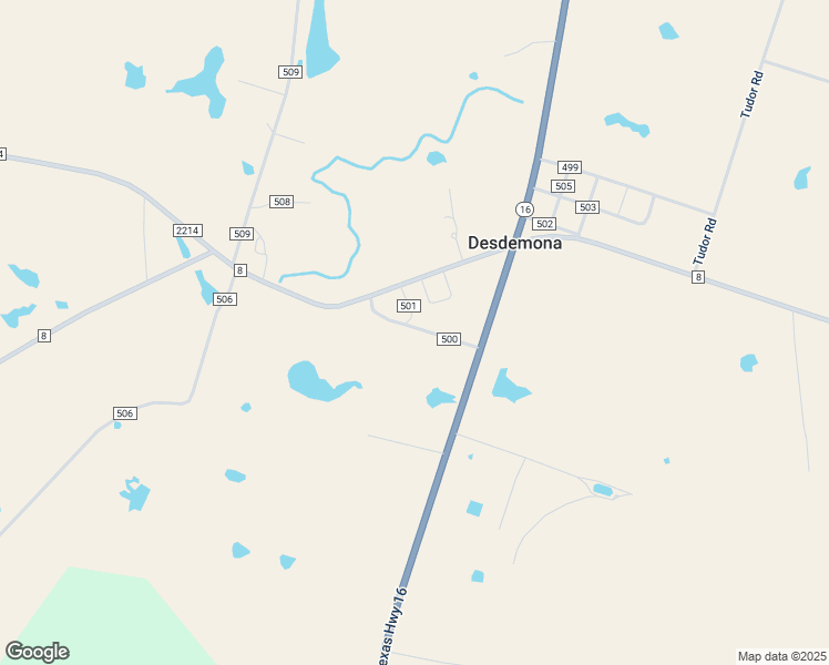 map of restaurants, bars, coffee shops, grocery stores, and more near 121 County Road 500 in Desdemona
