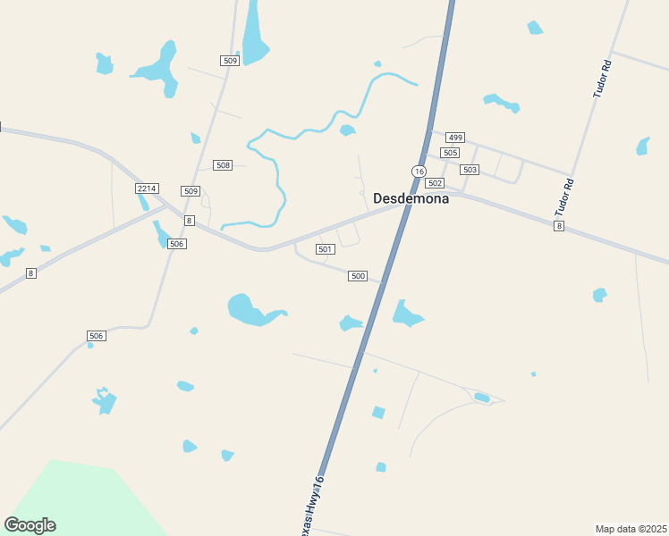 map of restaurants, bars, coffee shops, grocery stores, and more near 121 County Road 500 in Desdemona