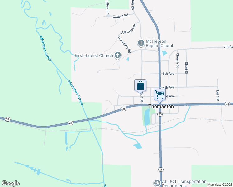 map of restaurants, bars, coffee shops, grocery stores, and more near 723 3rd Avenue in Thomaston