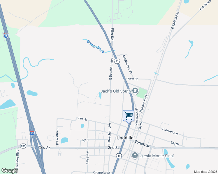 map of restaurants, bars, coffee shops, grocery stores, and more near 785 East Beacham Avenue in Unadilla