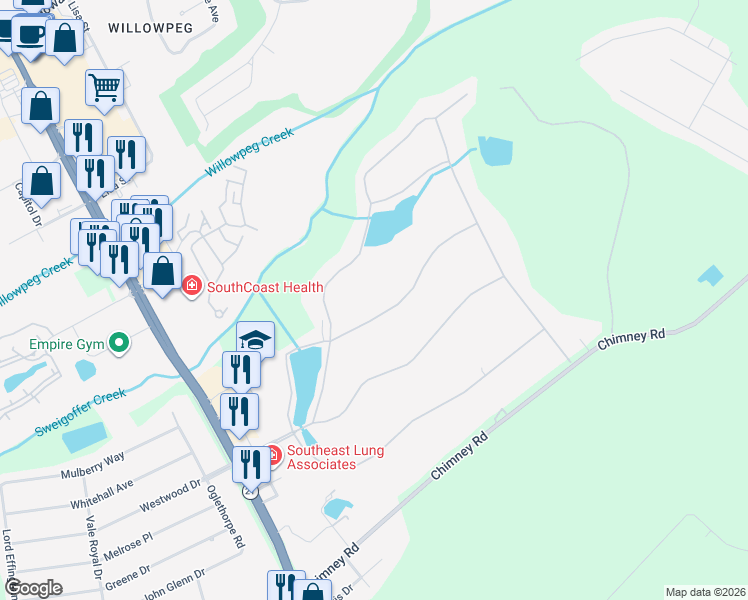 map of restaurants, bars, coffee shops, grocery stores, and more near 107 Willowpeg Road in Rincon