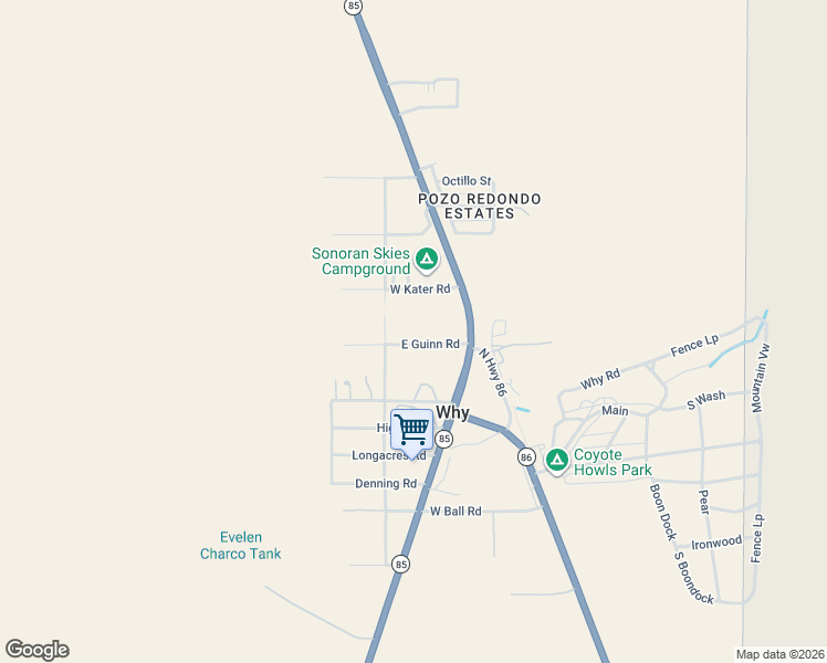 map of restaurants, bars, coffee shops, grocery stores, and more near 101 Guinn Road in Ajo