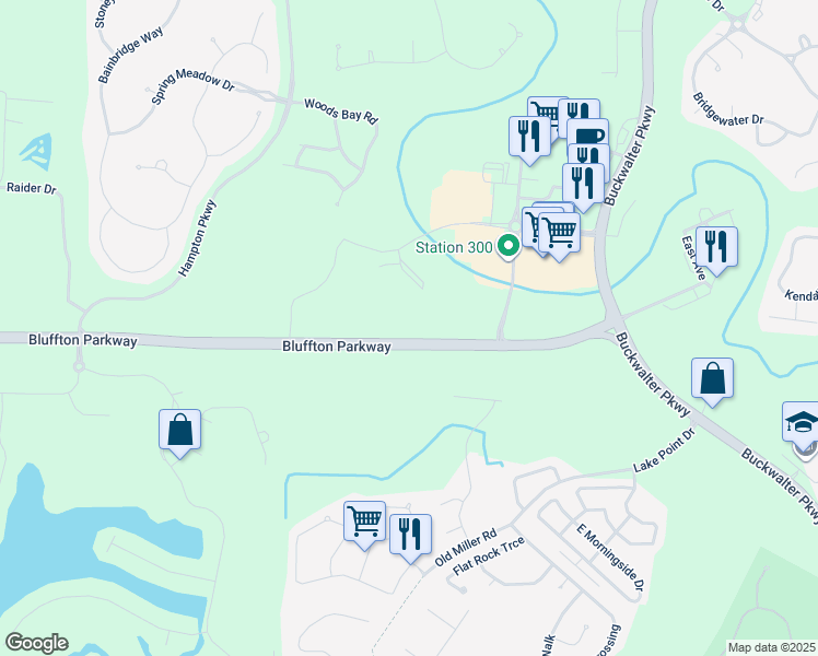 map of restaurants, bars, coffee shops, grocery stores, and more near 103 Inspiration Avenue in Bluffton