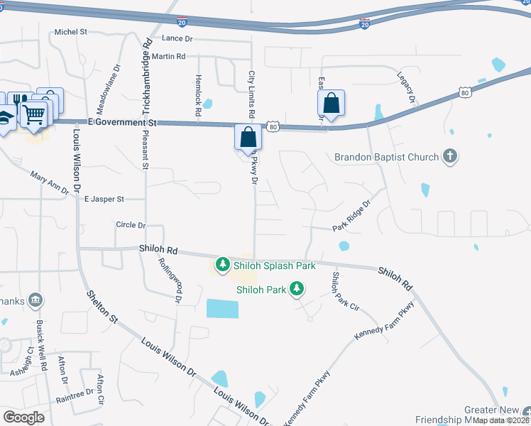 map of restaurants, bars, coffee shops, grocery stores, and more near 4006 Brighton Court Road in Brandon