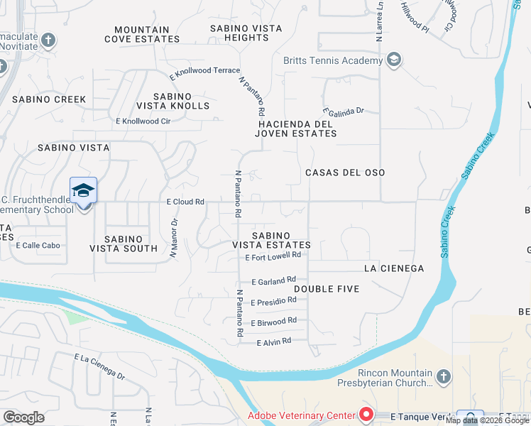 map of restaurants, bars, coffee shops, grocery stores, and more near 7944 East Cloud Road in Tucson