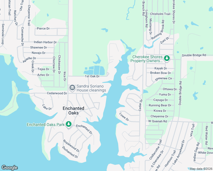 map of restaurants, bars, coffee shops, grocery stores, and more near 118 Lark Drive in Enchanted Oaks