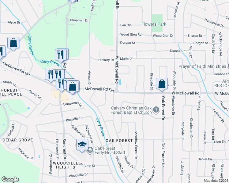 map of restaurants, bars, coffee shops, grocery stores, and more near 1760 Woody Drive in Jackson