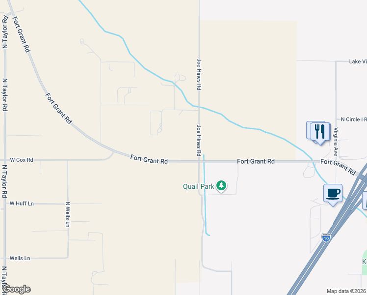 map of restaurants, bars, coffee shops, grocery stores, and more near 1250 Fort Grant Road in Willcox