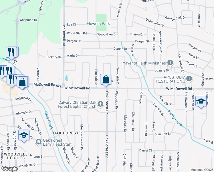 map of restaurants, bars, coffee shops, grocery stores, and more near 1470 Brinoy Drive in Jackson