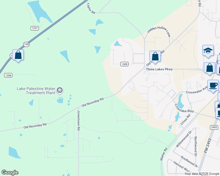map of restaurants, bars, coffee shops, grocery stores, and more near 14672 County Road 192 in Tyler