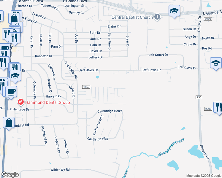 map of restaurants, bars, coffee shops, grocery stores, and more near 908 McClenny Drive in Tyler