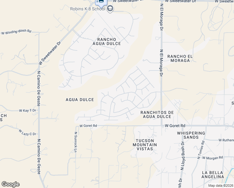 map of restaurants, bars, coffee shops, grocery stores, and more near 4092 West Rocky Spring Drive in Tucson