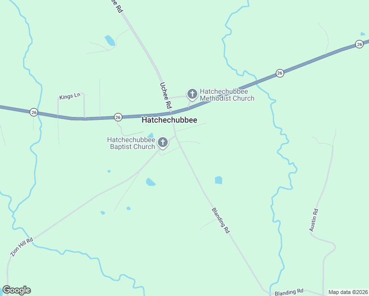 map of restaurants, bars, coffee shops, grocery stores, and more near 466 Blanding Road in Hatchechubbee