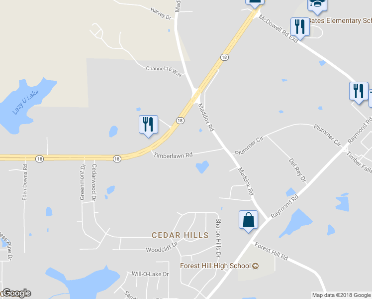 map of restaurants, bars, coffee shops, grocery stores, and more near 170 Timberlawn Road in Jackson