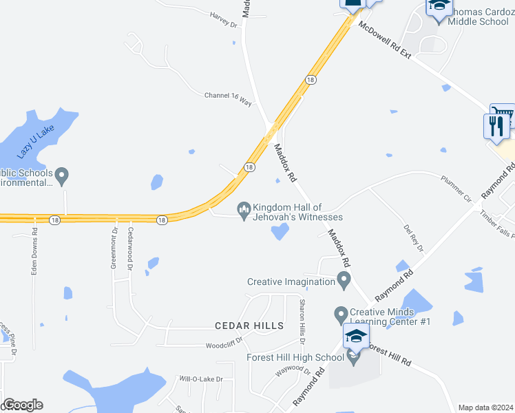 map of restaurants, bars, coffee shops, grocery stores, and more near 160 Timberlawn Road in Jackson