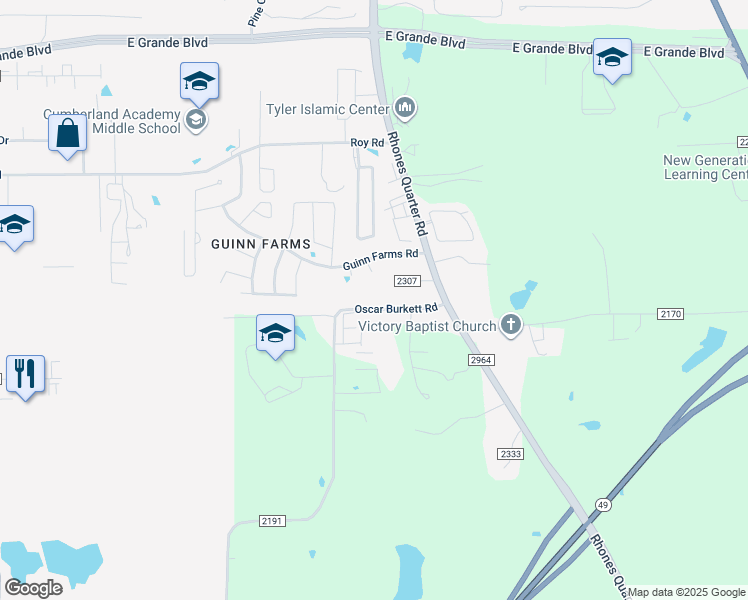 map of restaurants, bars, coffee shops, grocery stores, and more near Oscar Burkett Road in Whitehouse