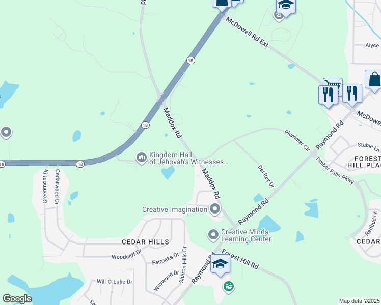 map of restaurants, bars, coffee shops, grocery stores, and more near 200 Maddox Road in Jackson