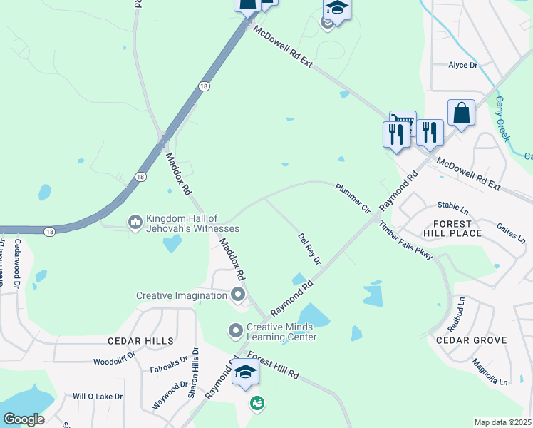 map of restaurants, bars, coffee shops, grocery stores, and more near 175 Del Rey Drive in Jackson