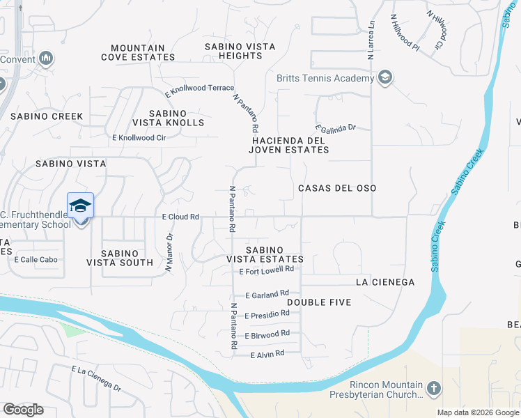 map of restaurants, bars, coffee shops, grocery stores, and more near 8020 East Paseo De Beatriz in Tucson