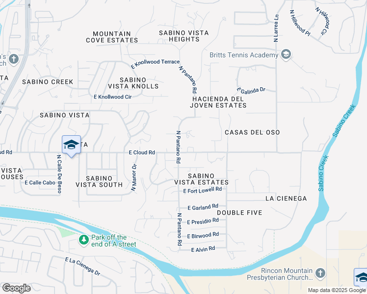 map of restaurants, bars, coffee shops, grocery stores, and more near 7925 East Cloud Road in Tucson