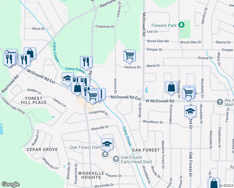 map of restaurants, bars, coffee shops, grocery stores, and more near 5 Vernon Lane in Jackson