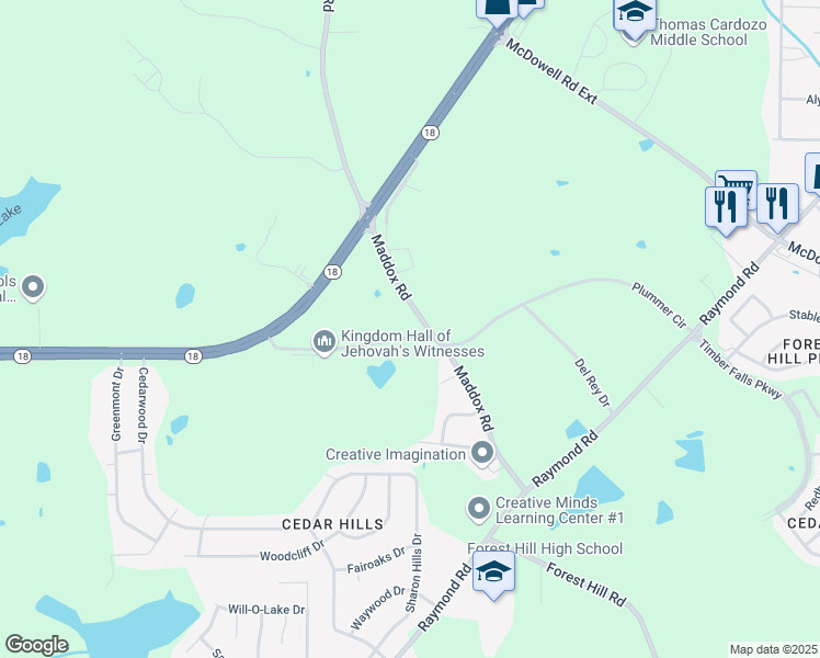 map of restaurants, bars, coffee shops, grocery stores, and more near 200-240 Maddox Road in Jackson