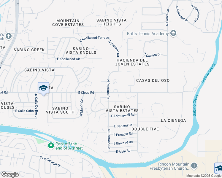 map of restaurants, bars, coffee shops, grocery stores, and more near 7925 East Cloud Road in Tucson