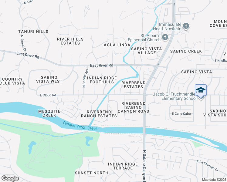 map of restaurants, bars, coffee shops, grocery stores, and more near 6905 East Cloud Road in Tucson