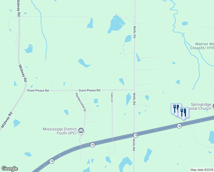 map of restaurants, bars, coffee shops, grocery stores, and more near 1700 Dunn Pease Road in Raymond