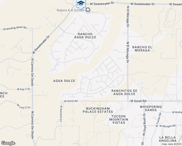 map of restaurants, bars, coffee shops, grocery stores, and more near 4092 West Rocky Spring Drive in Tucson