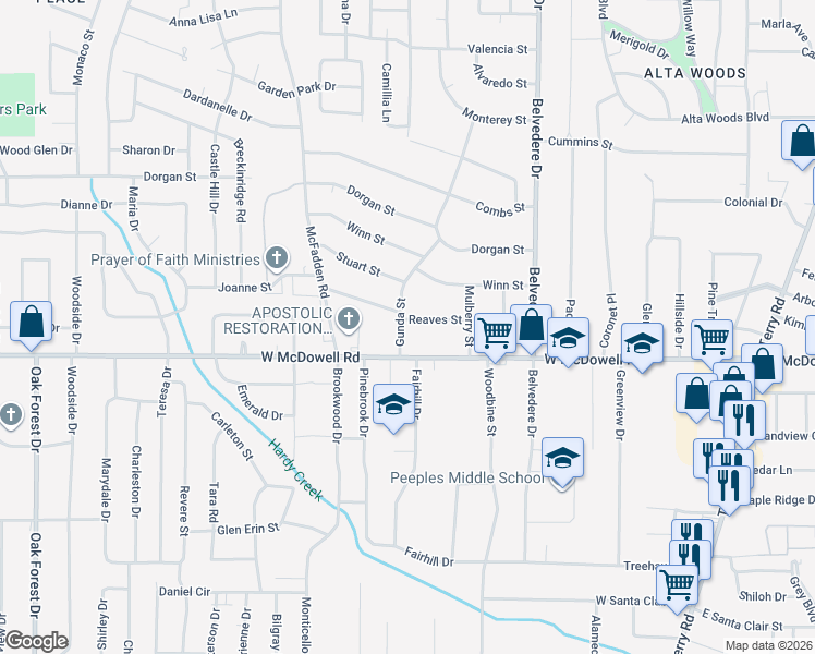 map of restaurants, bars, coffee shops, grocery stores, and more near 863 Reaves Street in Jackson