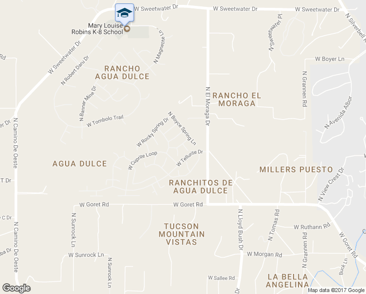 map of restaurants, bars, coffee shops, grocery stores, and more near 3913 West Oak Springs Terrace in Tucson