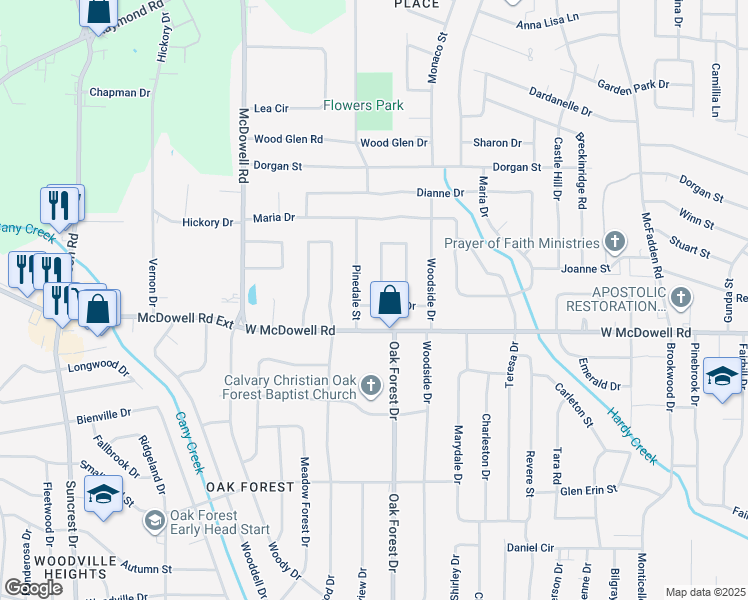 map of restaurants, bars, coffee shops, grocery stores, and more near 1470 Brinoy Drive in Jackson