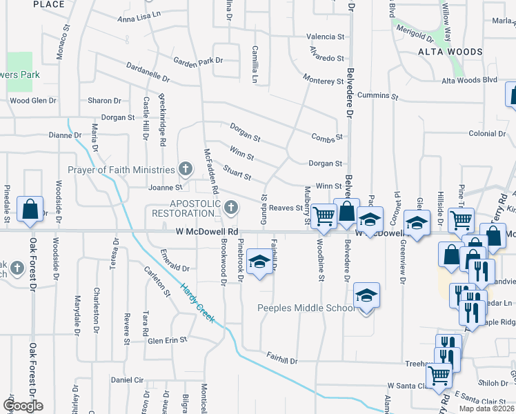 map of restaurants, bars, coffee shops, grocery stores, and more near 863 Reaves Street in Jackson