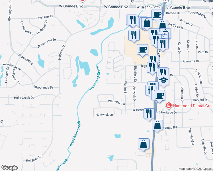 map of restaurants, bars, coffee shops, grocery stores, and more near 488 Preston Ridge Drive in Tyler