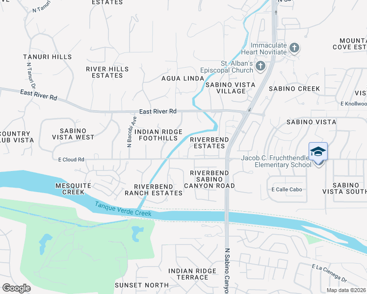 map of restaurants, bars, coffee shops, grocery stores, and more near 6905 East Cloud Road in Tucson