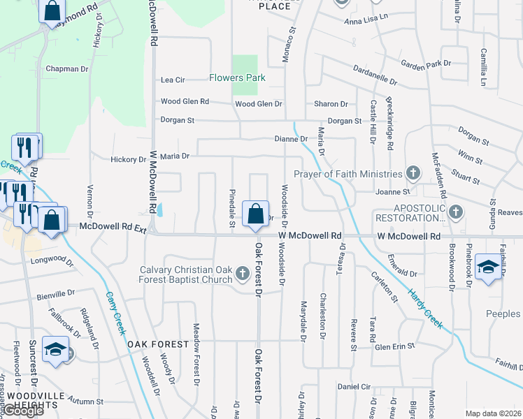 map of restaurants, bars, coffee shops, grocery stores, and more near 1424 Brinoy Drive in Jackson