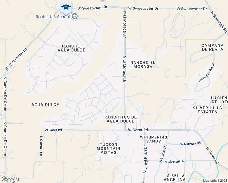 map of restaurants, bars, coffee shops, grocery stores, and more near 3471 North Boyce Spring Lane in Tucson
