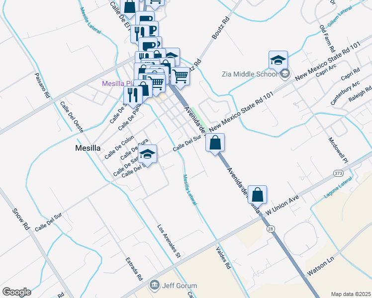 map of restaurants, bars, coffee shops, grocery stores, and more near 2916 Calle De Guadalupe in Las Cruces