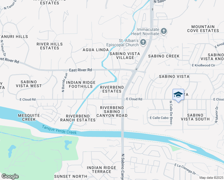 map of restaurants, bars, coffee shops, grocery stores, and more near 3432 North Eagle Road in Tucson