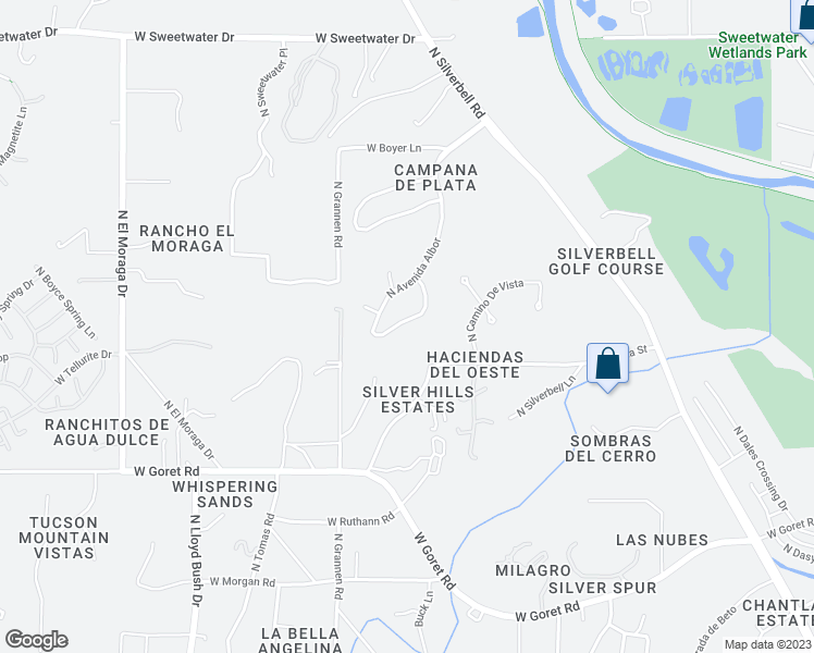 map of restaurants, bars, coffee shops, grocery stores, and more near 3215 West Vuelta De Los Mineros in Tucson