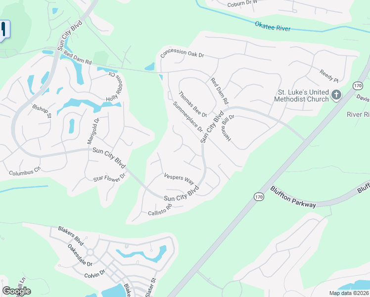 map of restaurants, bars, coffee shops, grocery stores, and more near 23 Beaufort River Road in Bluffton